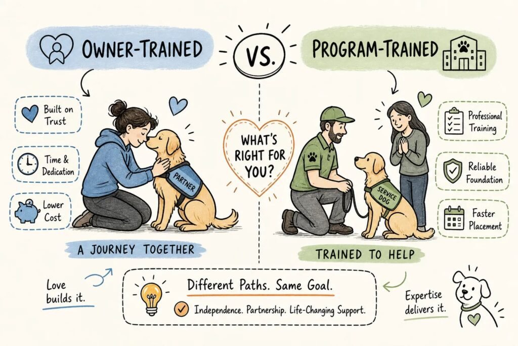 Owner-Trained vs Program-Trained Service Dog: The Full Story